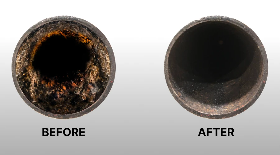 pipe cleaning before after